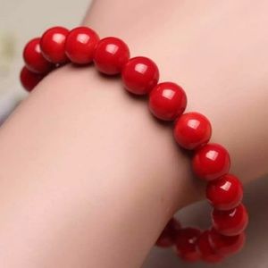 Real Red Coral Stretch Bracelet Custom Made to fit